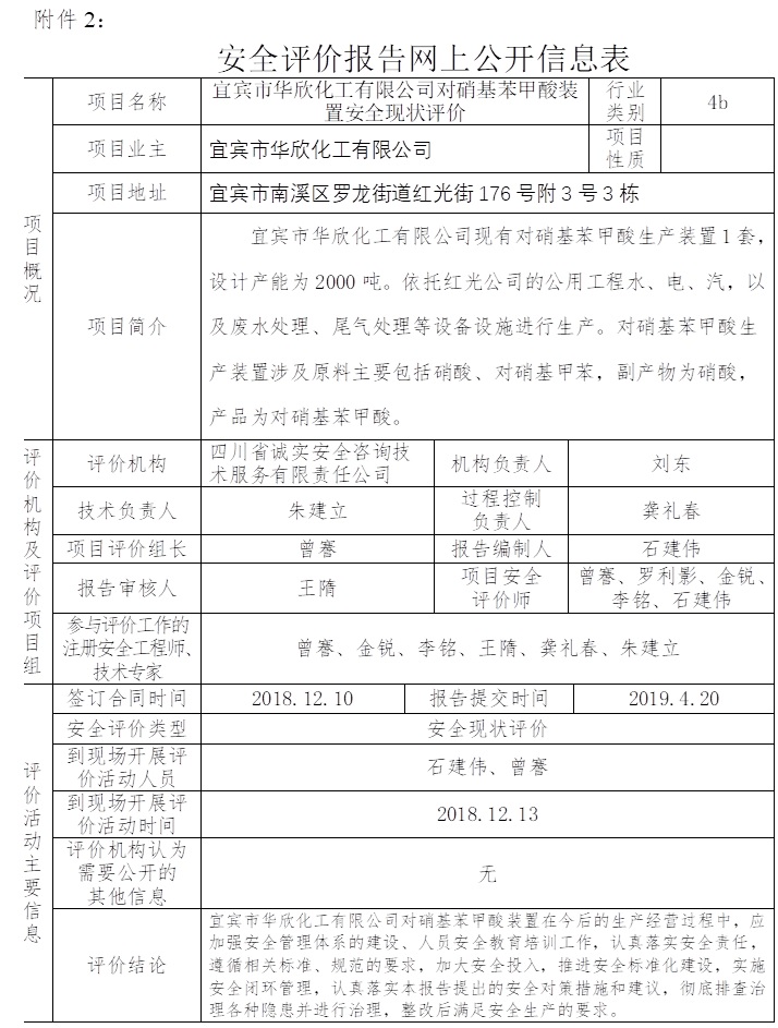 宜宾市华欣化工有限公司对硝基苯甲酸装置安全现状评价.jpg