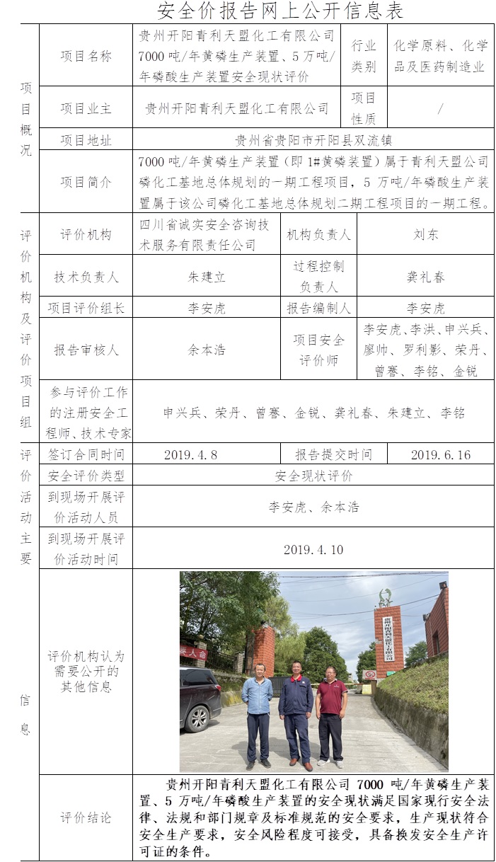贵州开阳青利天盟化工有限公司7000吨每年黄磷生产装置、5万吨每年磷酸生产装置安全现状评价.jpg