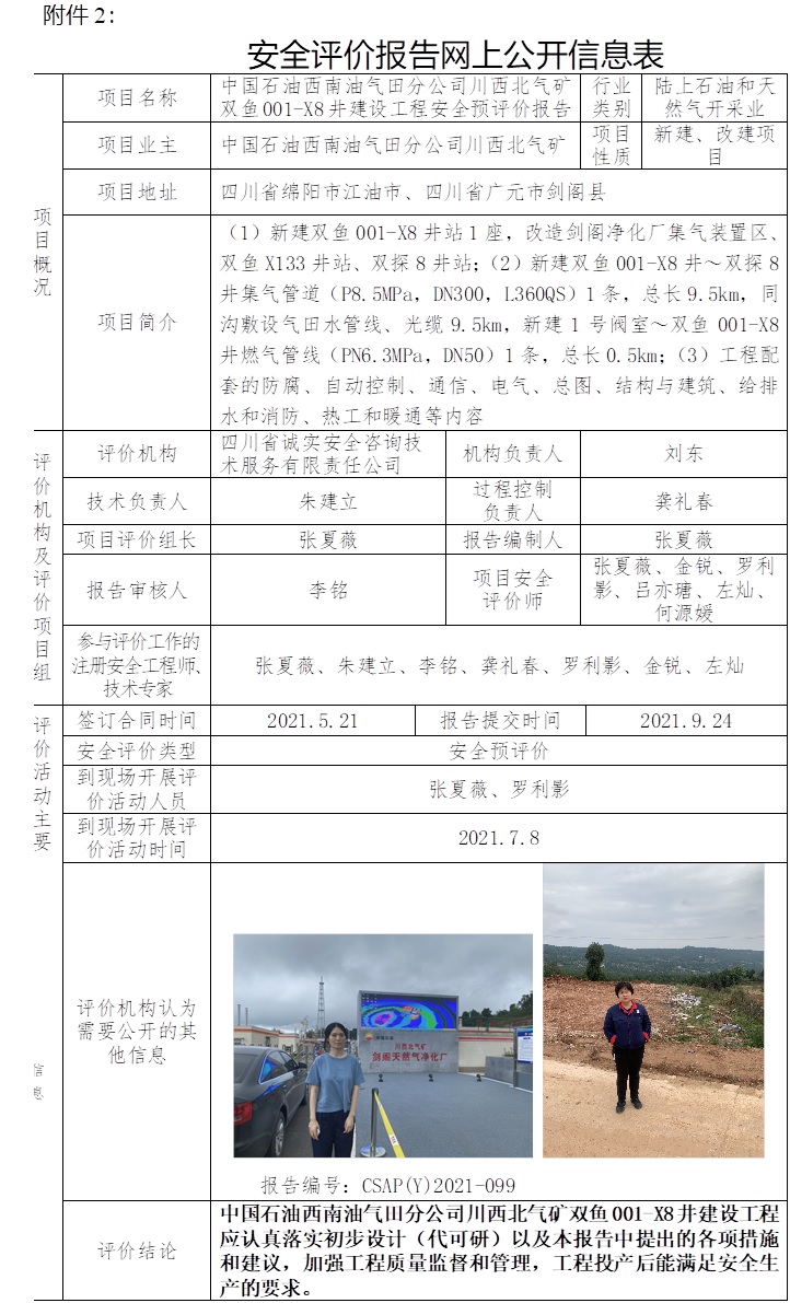 中国石油西南油气田分公司川西北气矿双鱼001-X8井建设工程安全预评价.jpg