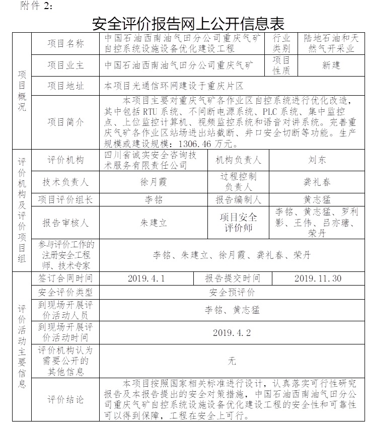 中国石油西南油气田分公司重庆气矿自控系统设施设备优化建设工程安全预评价.jpg