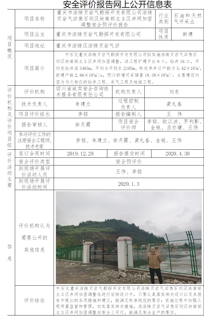 重庆市涪陵页岩气勘探开发有限公司涪陵页岩气田焦石坝区块南部主3区井网加密调整安全预评价.jpg