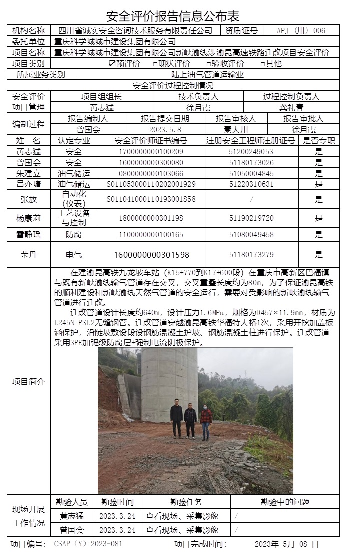 CSAP（Y）2023-081 重庆科学城城市建设集团有限公司新峡渝线涉渝昆高速铁路迁改项目 安全评价报告（正式版）.jpg