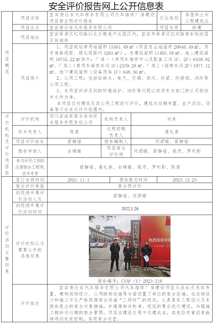 CSAP（Y）2023-216 宜宾安仕吉汽车服务有限公司汽车维修厂房建设项目预评价报告.jpg