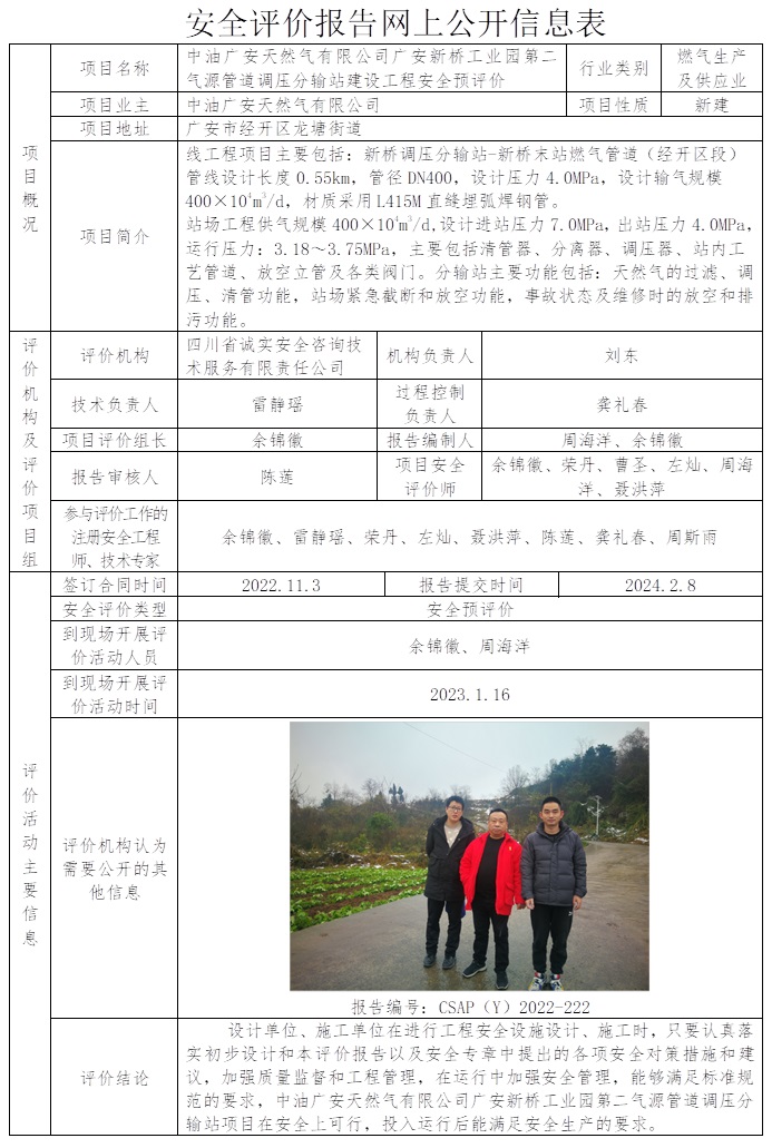 CSAP（Y）2022-222 广安新桥工业园第二气源管道调压分输站项目安全预评价.jpg