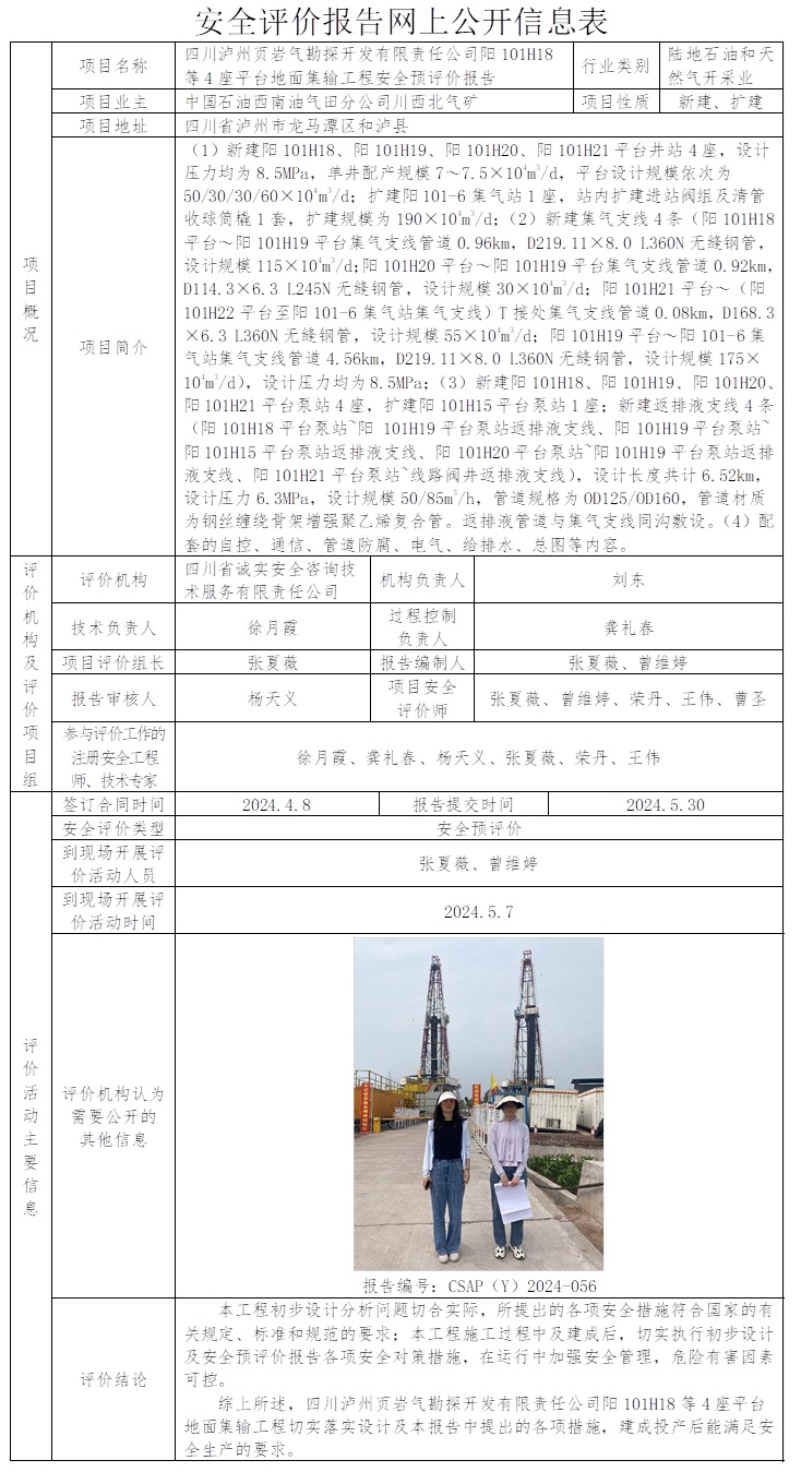 CSAP（Y）2024-056 四川泸州页岩气勘探开发有限责任公司阳101H18等4座平台地面集输工程安全预评价.jpg