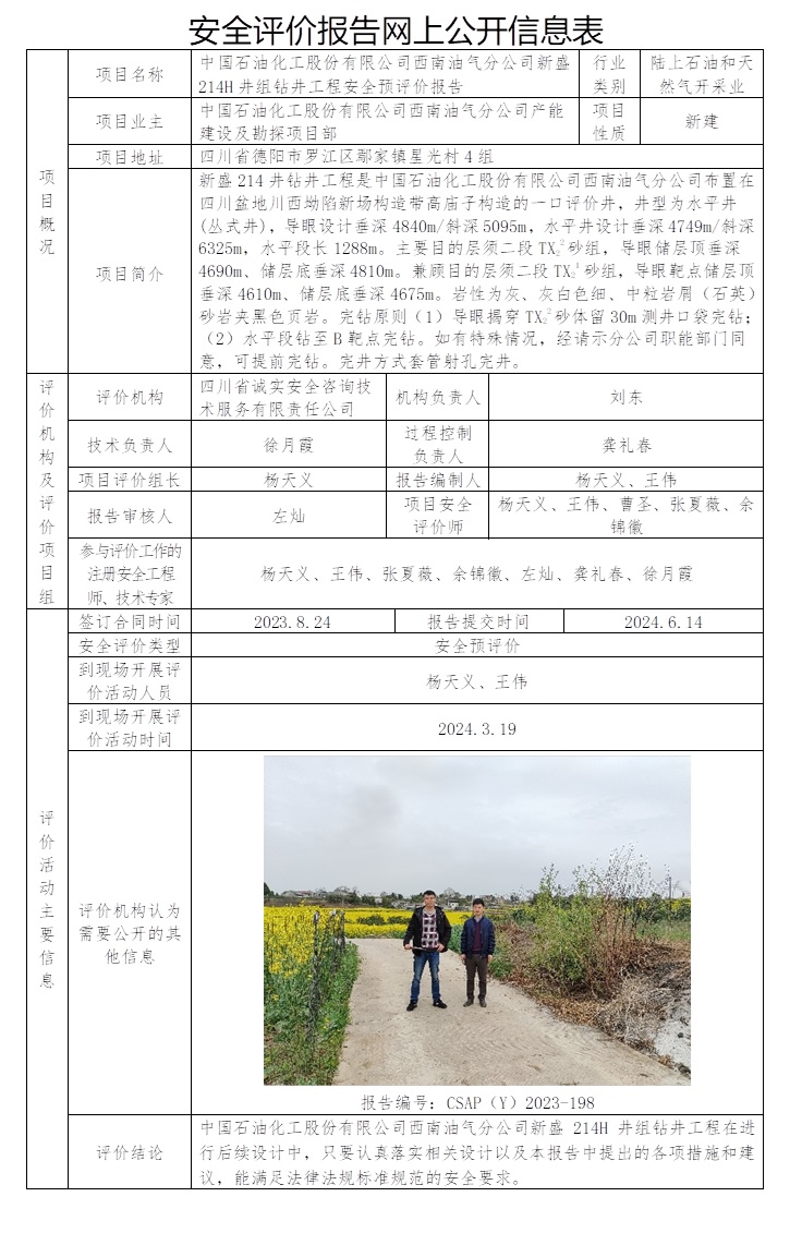 CSAP（Y）2023-198 中国石油化工股份有限公司西南油气分公司新盛214H井组钻井工程安全预评价报告.jpg