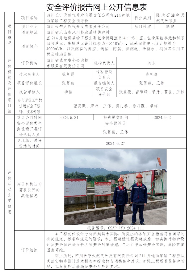 CSAP（Y）2024-111 四川长宁天然气开发有限责任公司宜214井地面集输工程安全预评价.jpg