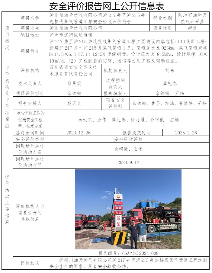 CSAP（K）2024-008 泸州川油天然气有限公司泸217井至泸215井连接线集气管道工程安全验收评价报告.jpg