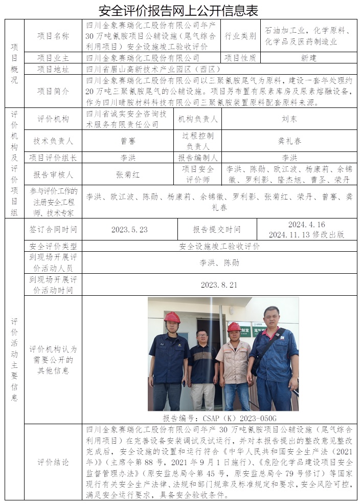 CSAP（K）2023-050G  四川金象赛瑞化工股份有限公司年产30万吨氰胺项目公辅设施（尾气综合利用项目）安全设施竣工验收评价（替换原公示信息   协会不公示）.jpg