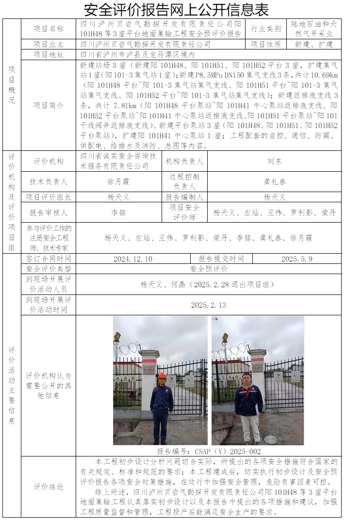 CSAP（Y）2025-002 四川泸州页岩气勘探开发有限责任公司阳101H48等3座平台地面集输工程安全预评价报告.jpg