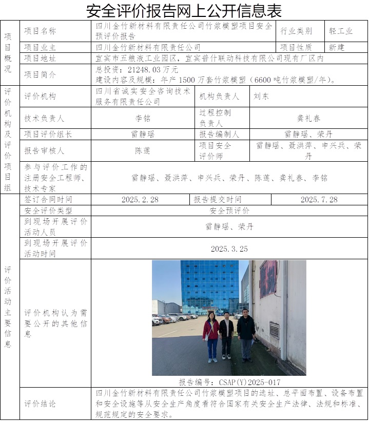 CSAP(Y)2025-017 四川金竹新材料有限责任公司竹浆模塑项目安全预评价报告  2025.7.28.jpg