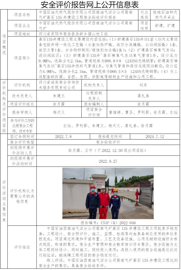 CSAP（K）2022-046 中国石油西南油气田分公司蜀南气矿高石135井建设工程安全验收评价报告.jpg