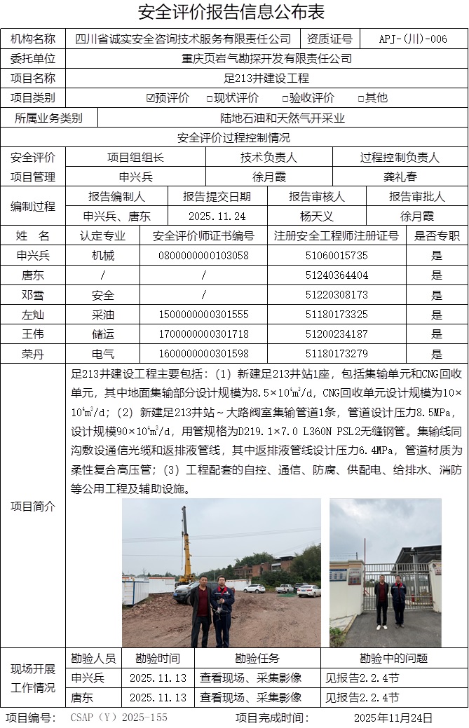 CSAP（Y）2025-155 重庆页岩气勘探开发有限责任公司足213井建设工程安全预评价安全评价报告.jpg