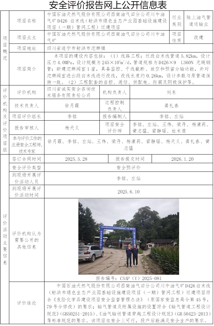 CSAP（Y）2025-081  D426 白末线（射洪市绿色生态产业园基础设施建设项目（一期）管网工程）迁建项目安全评价报告-网上公示信息.jpg